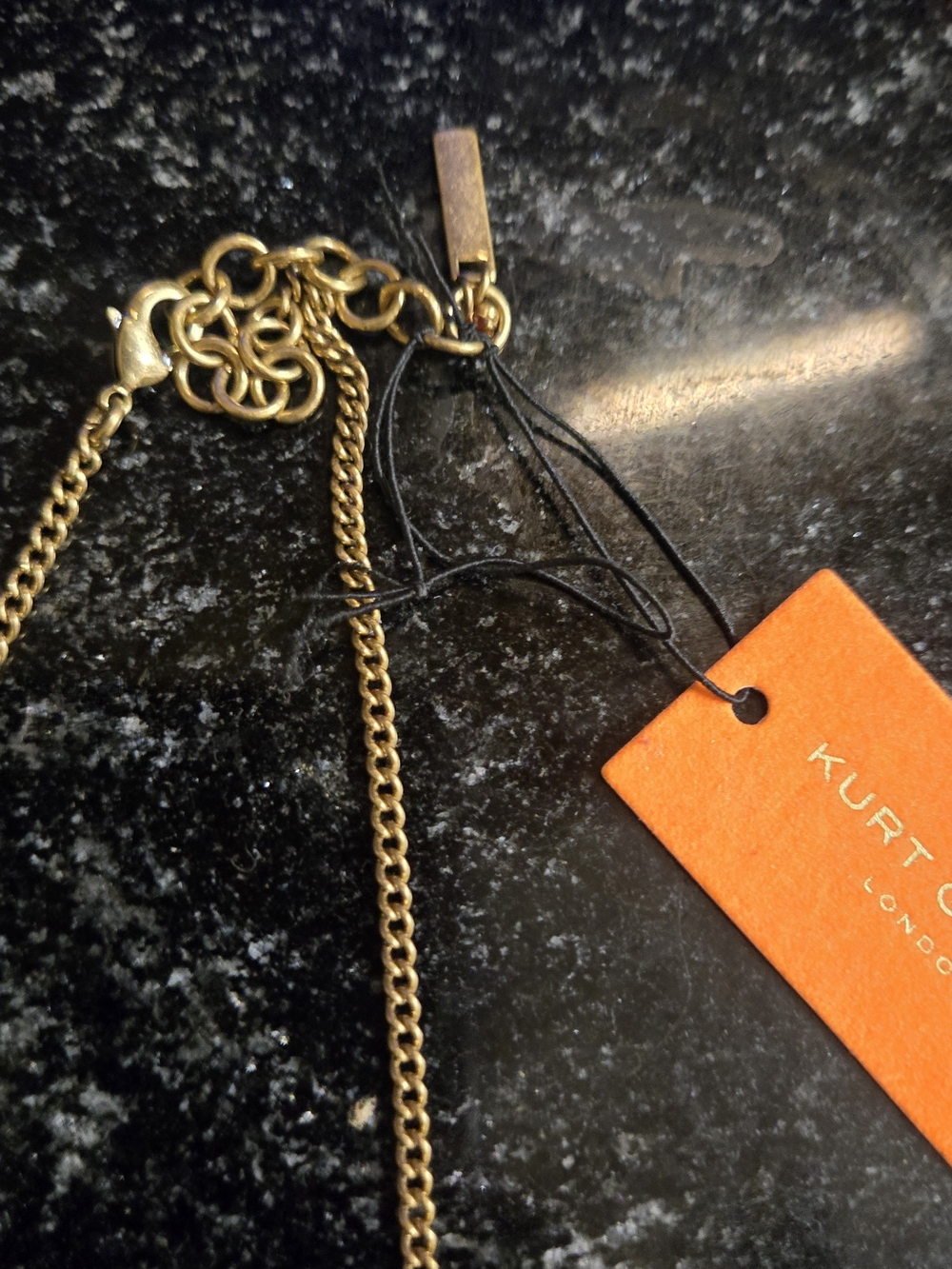 Kurt Geiger Gold Tone Dog Tag Necklace - Picture 3 of 5